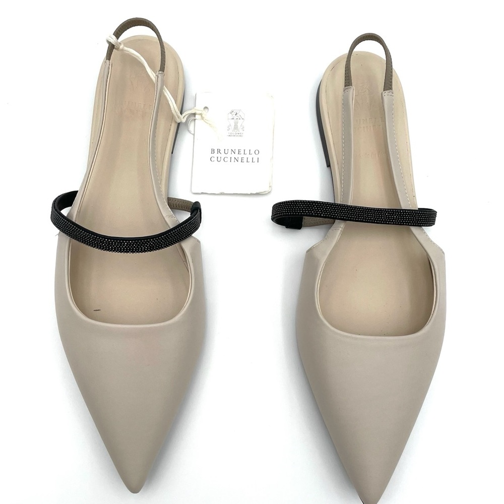 Brand New Brunello Cucinelli Pointer Toe Ballet Flats Size 37.5